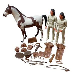 VTG Louis Marx Saint Cloud Horse Geronimo Indian Doll Accessories Lot